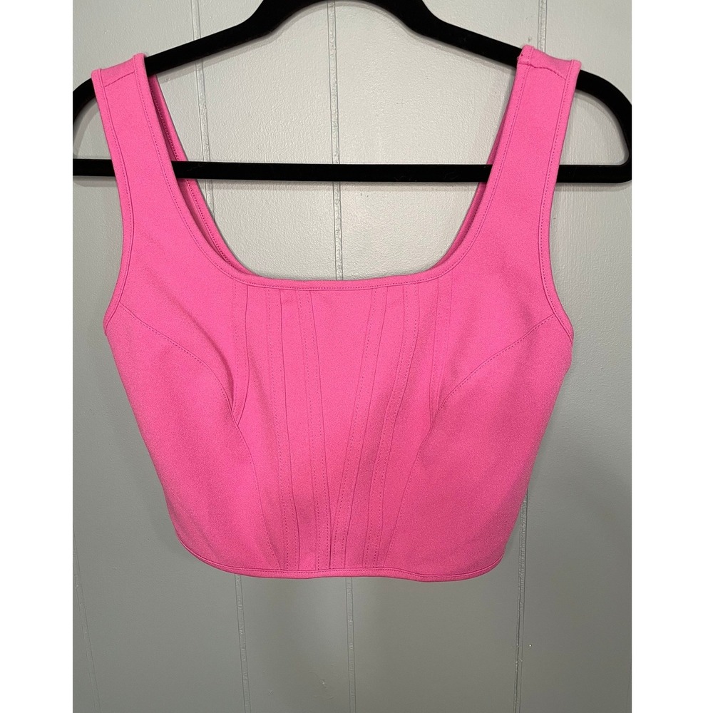 Happily Grey Women's Pink Sleeveless Corset Top Square Neck Tank, Size Small